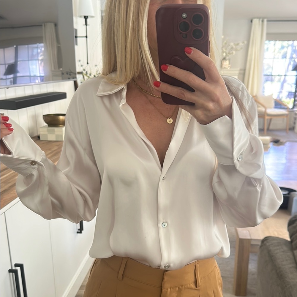 Satin Zara Top - Elegant White Women's Blouse